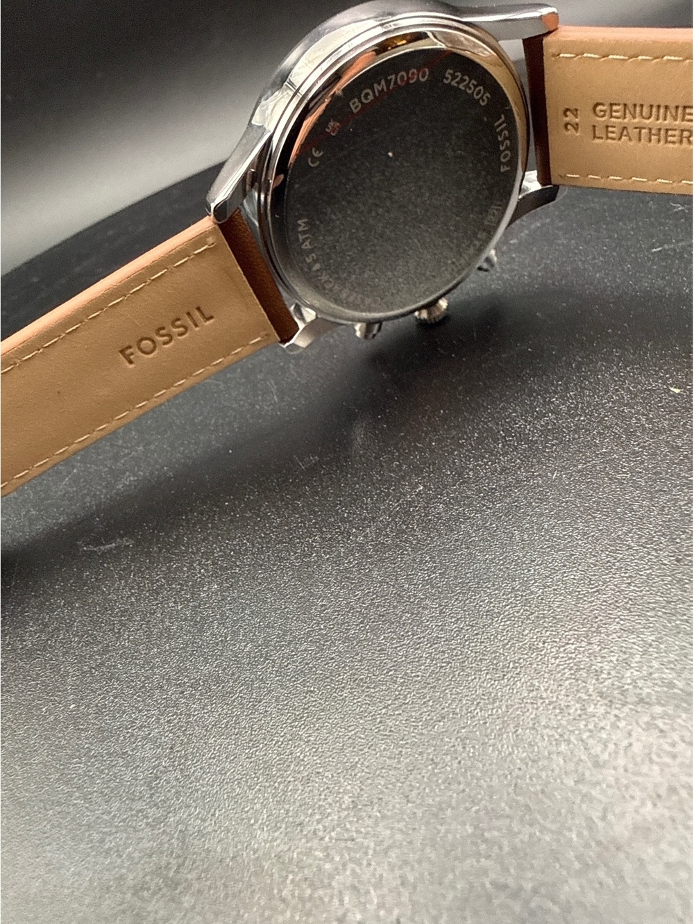 Fossil Men's Chronograph Watch with Blue Dial and Brown Leather Strap - Picture 6 of 7